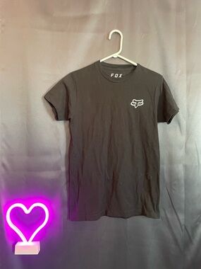 Fox Black and Red Tee with White Logo and red writing fox symbol tshirt